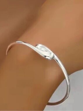 Drip Drop Bypass Bracelet Silver Plate Liquid Molten Metal Teardrop MY04 JN04